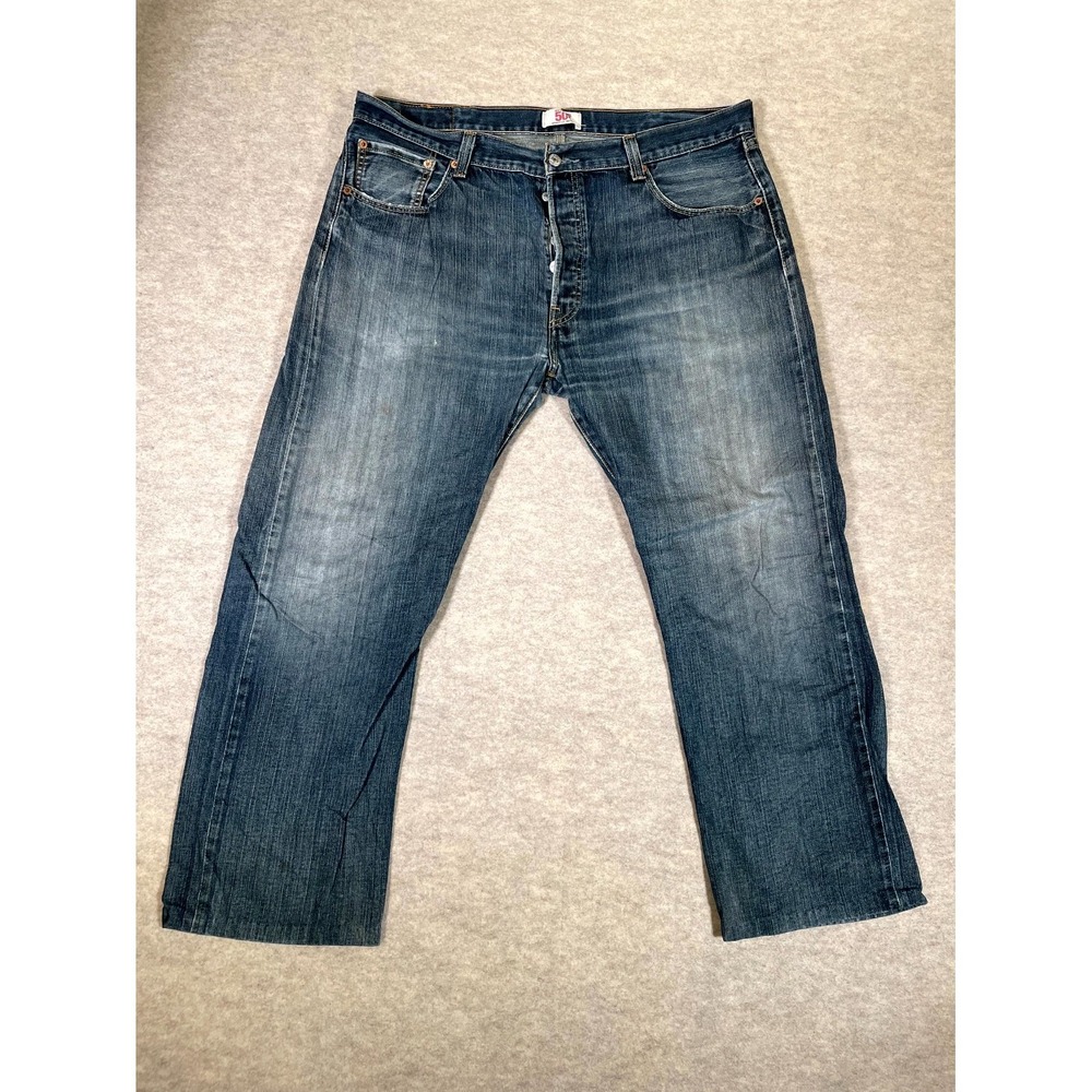 Levis 501 Original Fit Jeans Men 40x34 Blue Denim Cotton Straight Leg Button Fly